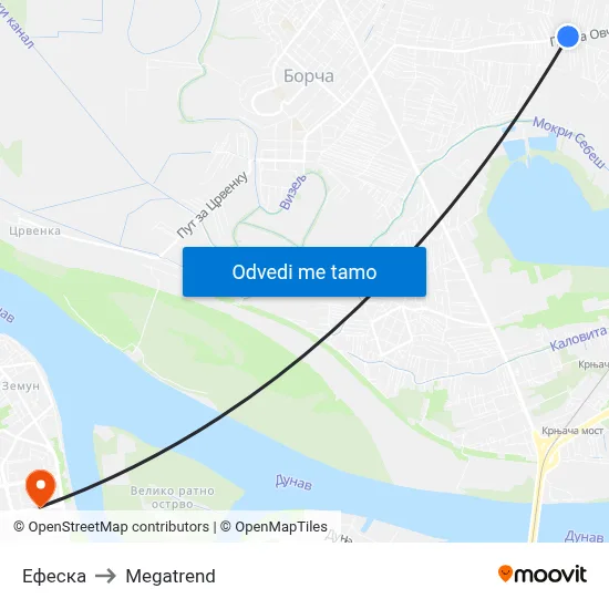 Ефеска to Megatrend map