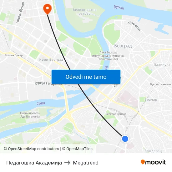 Педагошка Академија to Megatrend map