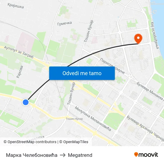 Марка Челебоновића to Megatrend map