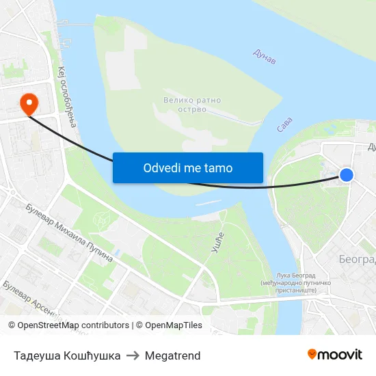 Тадеуша Кошћушка to Megatrend map