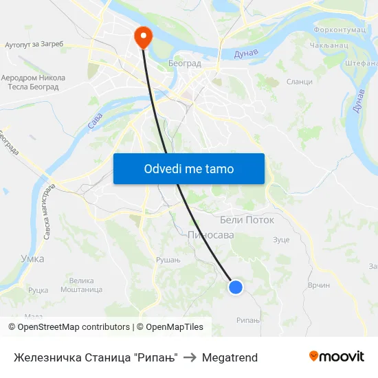 Железничка Станица "Рипањ" to Megatrend map