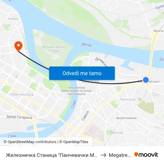 Железничка Станица "Панчевачки Мост" to Megatrend map