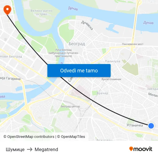 Шумице to Megatrend map