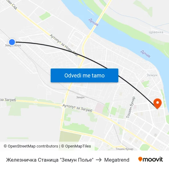Железничка Станица "Земун Поље" to Megatrend map