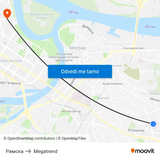 Римска to Megatrend map
