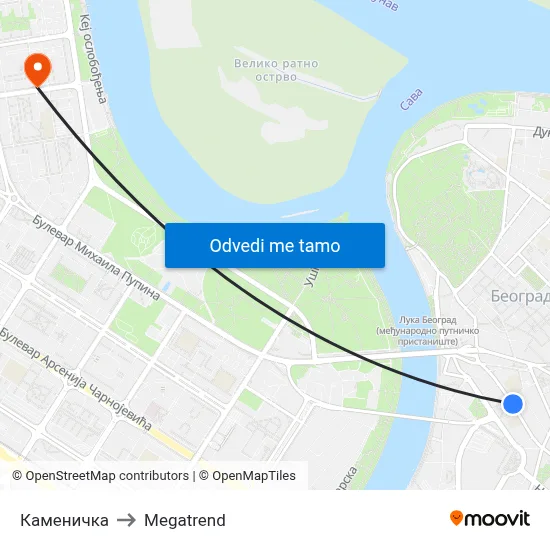 Каменичка to Megatrend map