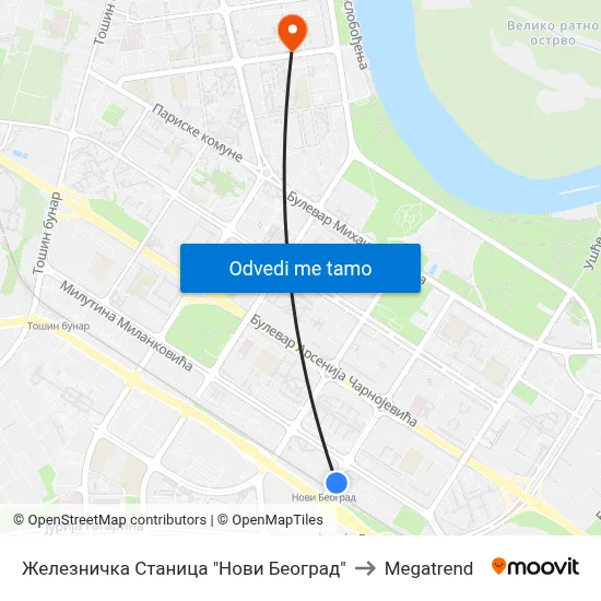 Железничка Станица "Нови Београд" to Megatrend map