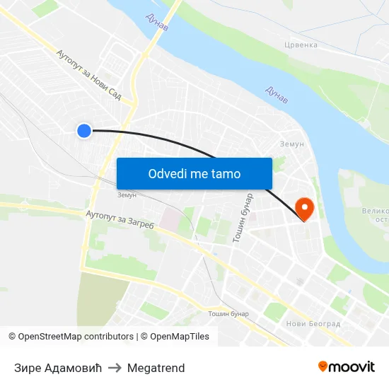 Зире Адамовић to Megatrend map