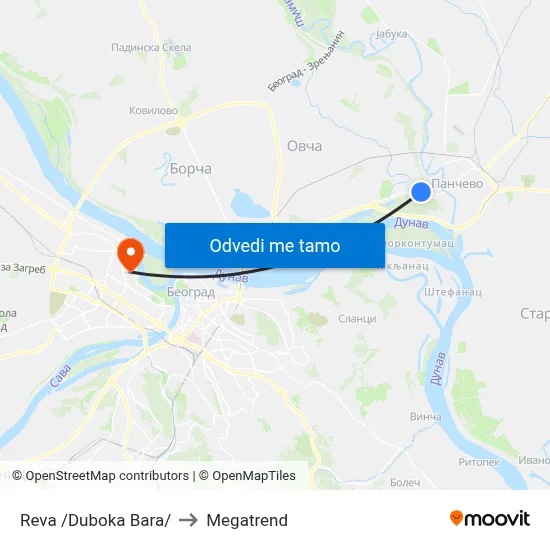 Reva /Duboka Bara/ to Megatrend map