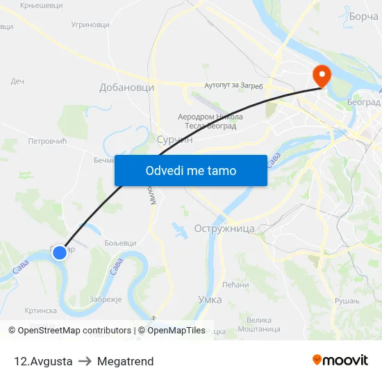 12.Avgusta to Megatrend map