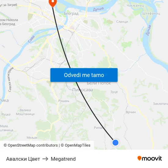 Авалски Цвет to Megatrend map