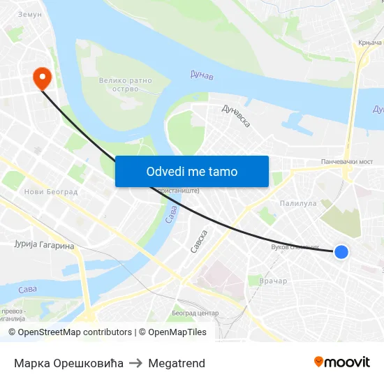 Марка Орешковића to Megatrend map