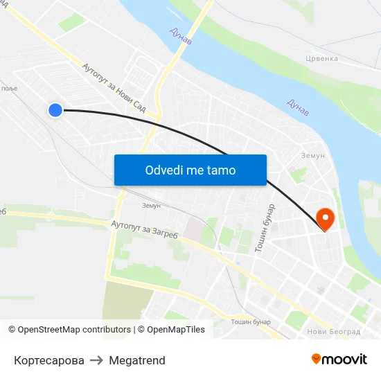 Кортесарова to Megatrend map