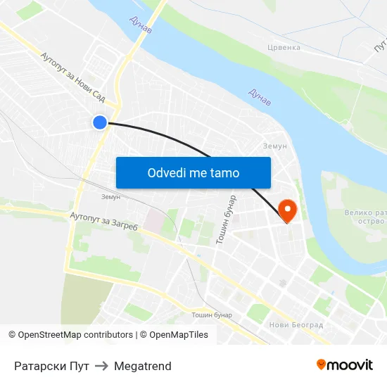 Ратарски Пут to Megatrend map