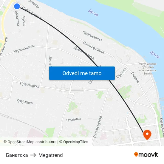 Банатска to Megatrend map