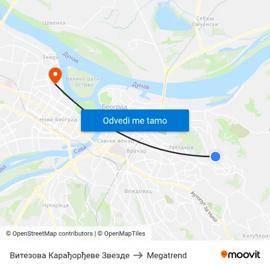 Витезова Карађорђеве Звезде to Megatrend map