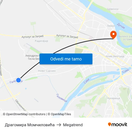 Драгомира Момчиловића to Megatrend map