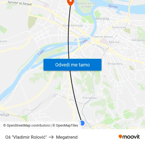 Oš "Vladimir Rolović" to Megatrend map