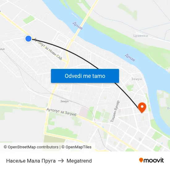 Насеље Мала Пруга to Megatrend map