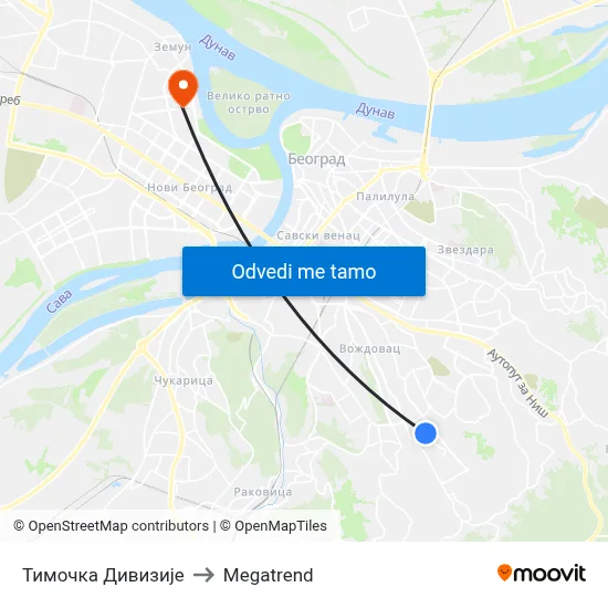 Тимочка Дивизије to Megatrend map