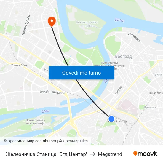 Железничка Станица "Бгд Центар" to Megatrend map