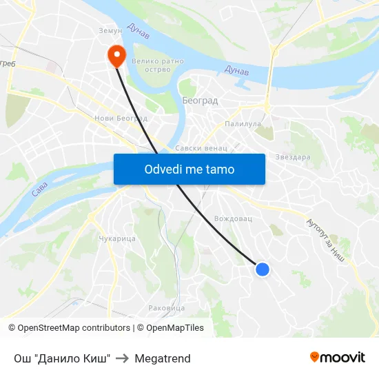 Ош "Данило Киш" to Megatrend map