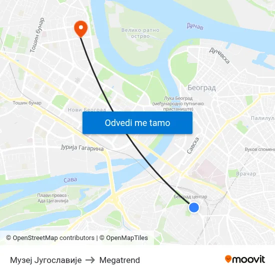 Музеј Југославије to Megatrend map