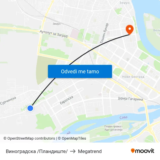 Виноградска /Пландиште/ to Megatrend map