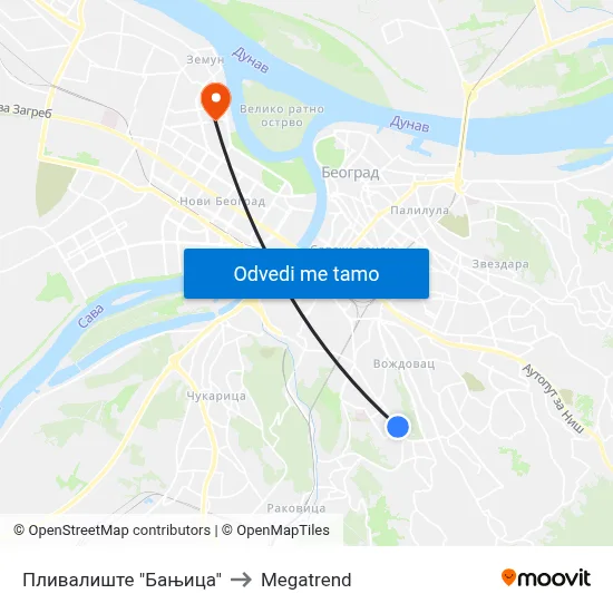 Пливалиште "Бањица" to Megatrend map