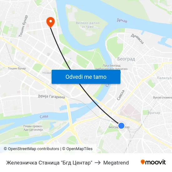 Железничка Станица "Бгд Центар" to Megatrend map