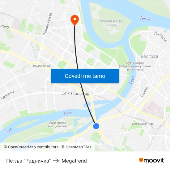 Петља "Радничка" to Megatrend map
