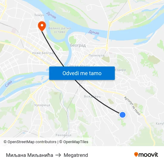 Миљана Миљанића to Megatrend map