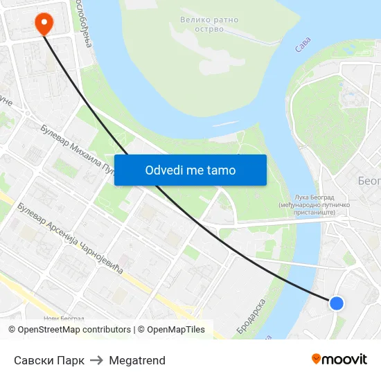 Савски Парк to Megatrend map