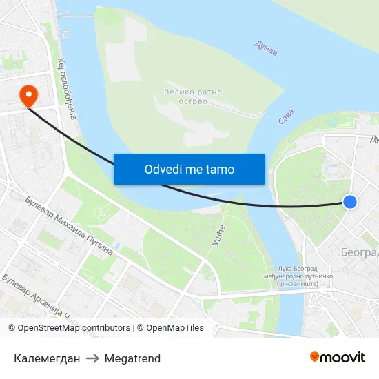 Калемегдан to Megatrend map
