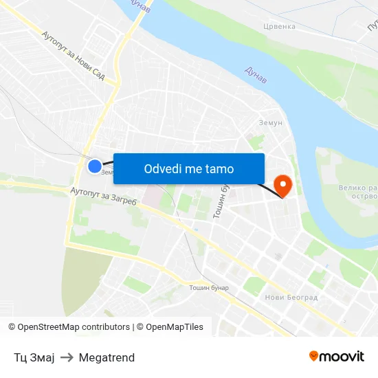 Тц Змај to Megatrend map