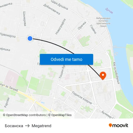 Босанска to Megatrend map