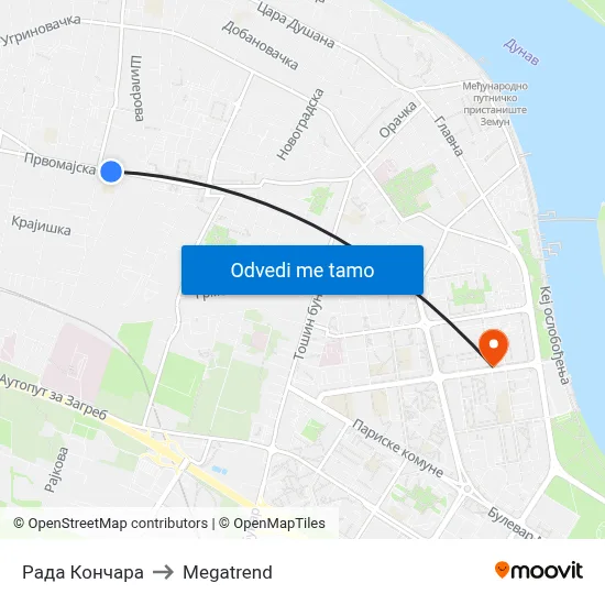 Рада Кончара to Megatrend map