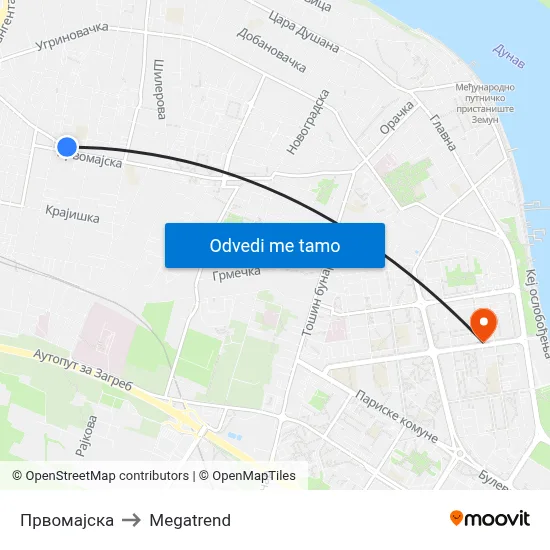 Првомајска to Megatrend map