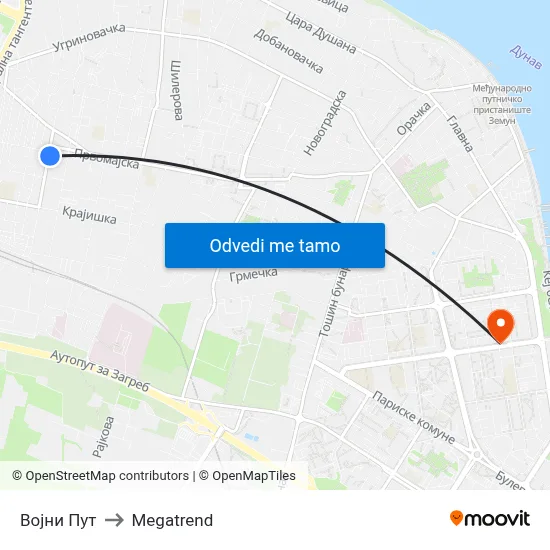 Војни Пут to Megatrend map