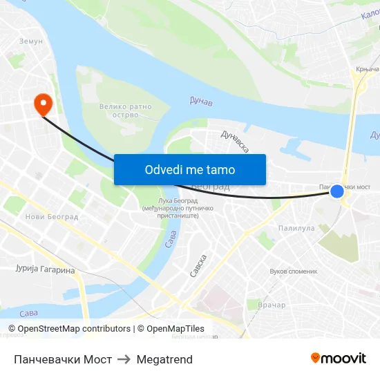 Панчевачки Мост to Megatrend map