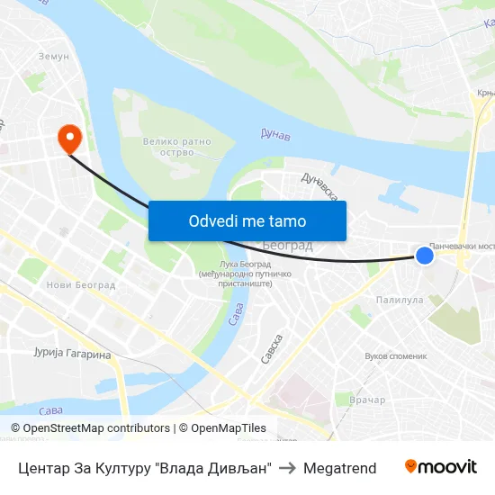 Центар За Културу "Влада Дивљан" to Megatrend map