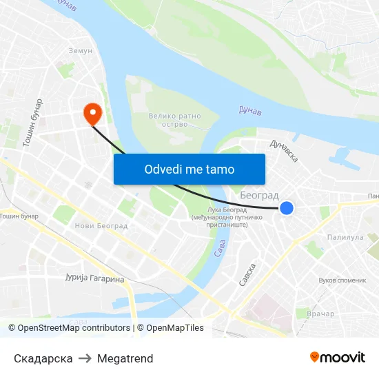 Скадарска to Megatrend map