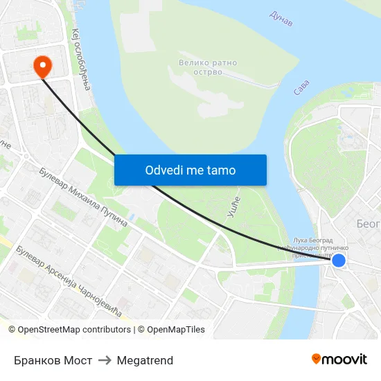 Бранков Мост to Megatrend map