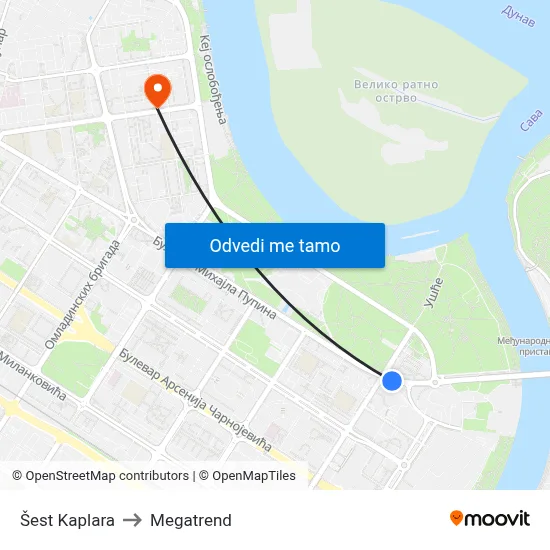 Šest Kaplara to Megatrend map