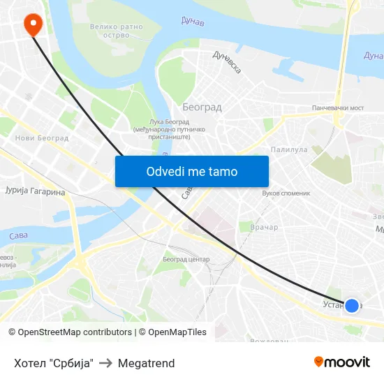 Хотел "Србија" to Megatrend map