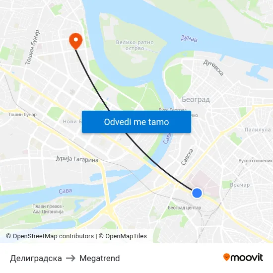 Делиградска to Megatrend map