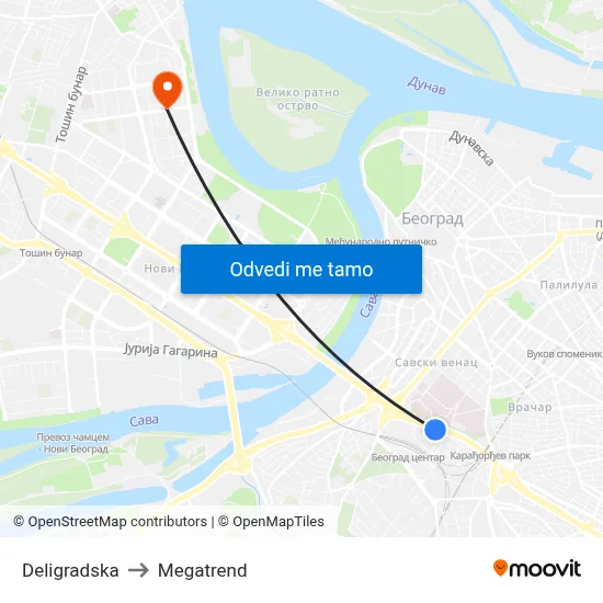 Deligradska to Megatrend map