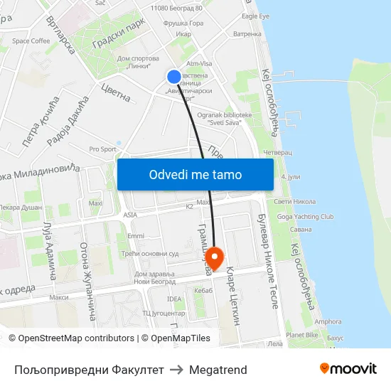 Пољопривредни Факултет to Megatrend map
