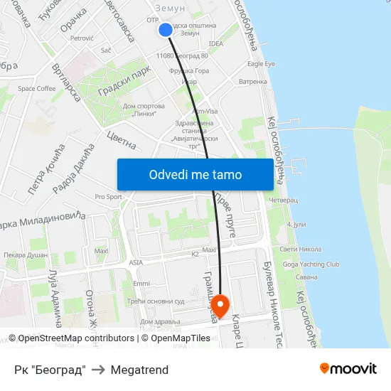 Рк "Београд" to Megatrend map
