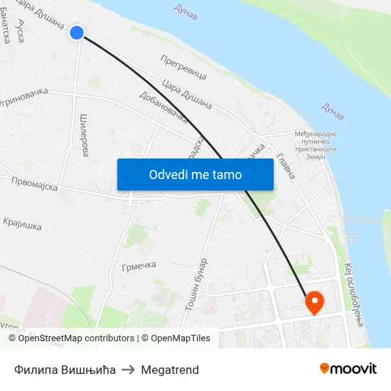 Филипа Вишњића to Megatrend map